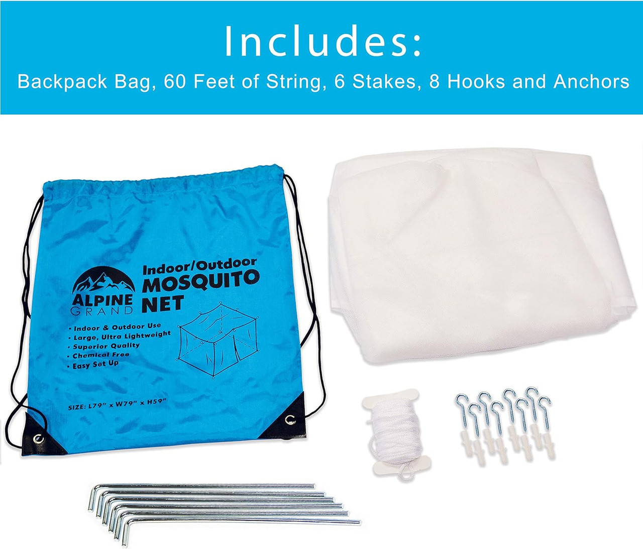 MOSQUITO NETTING SQUARE COVER 79 X 79 X 59