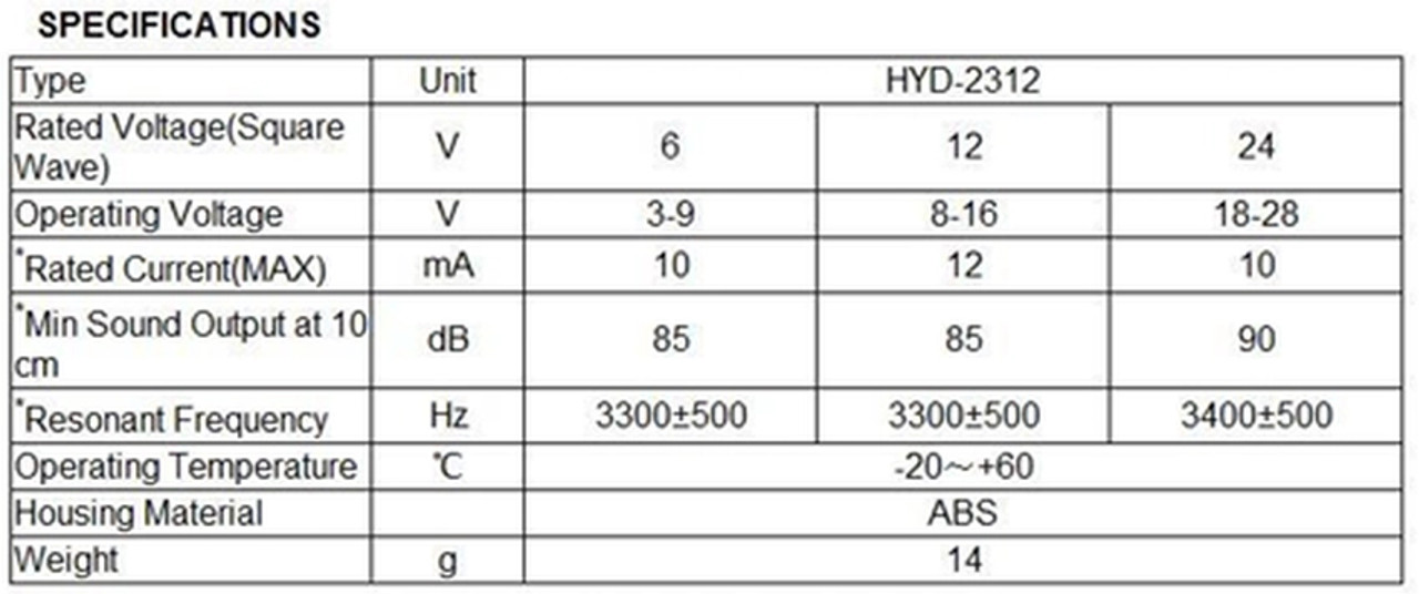  DC 3-24V Buzzer, 12V Piezo Electronic Alarm Buzzer Continuous  Sound Beep, Cable Length 100mm : Electronics