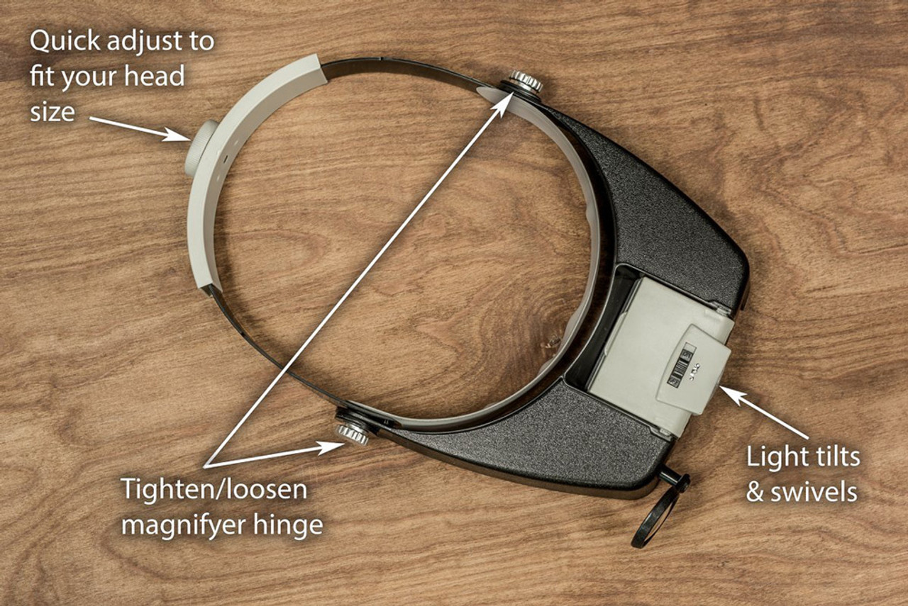 Adjustable Headband Magnifier with Light: Wire Jewelry