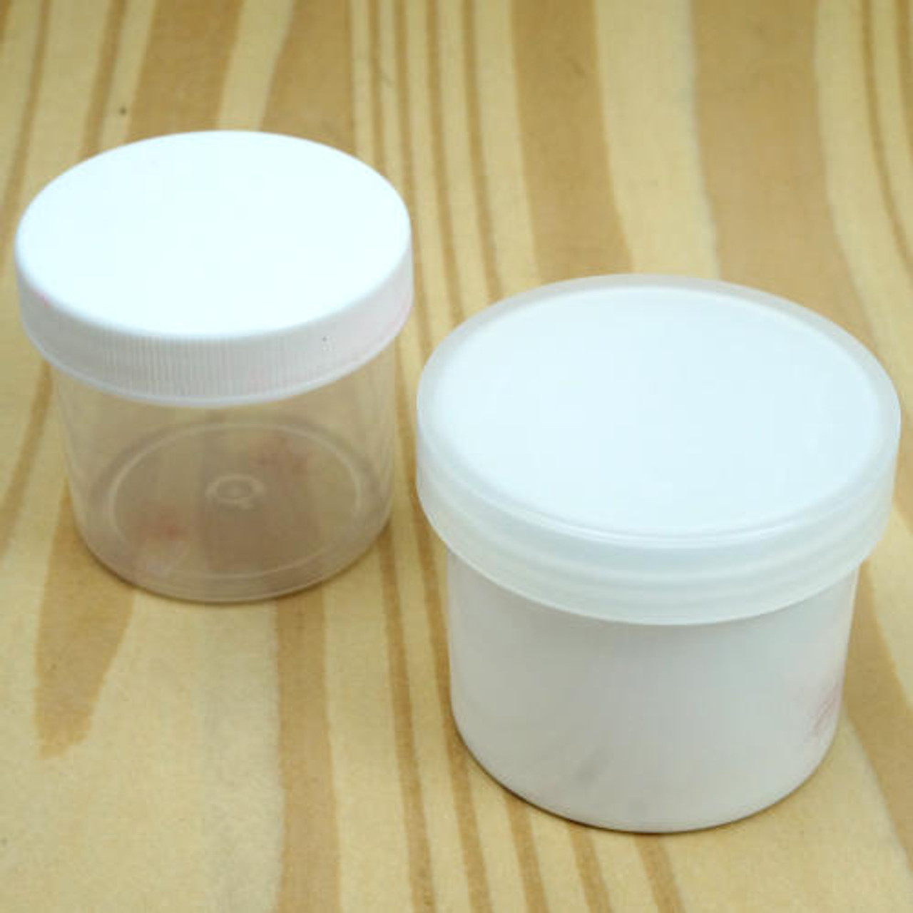 Clear plastic jars with screw lids