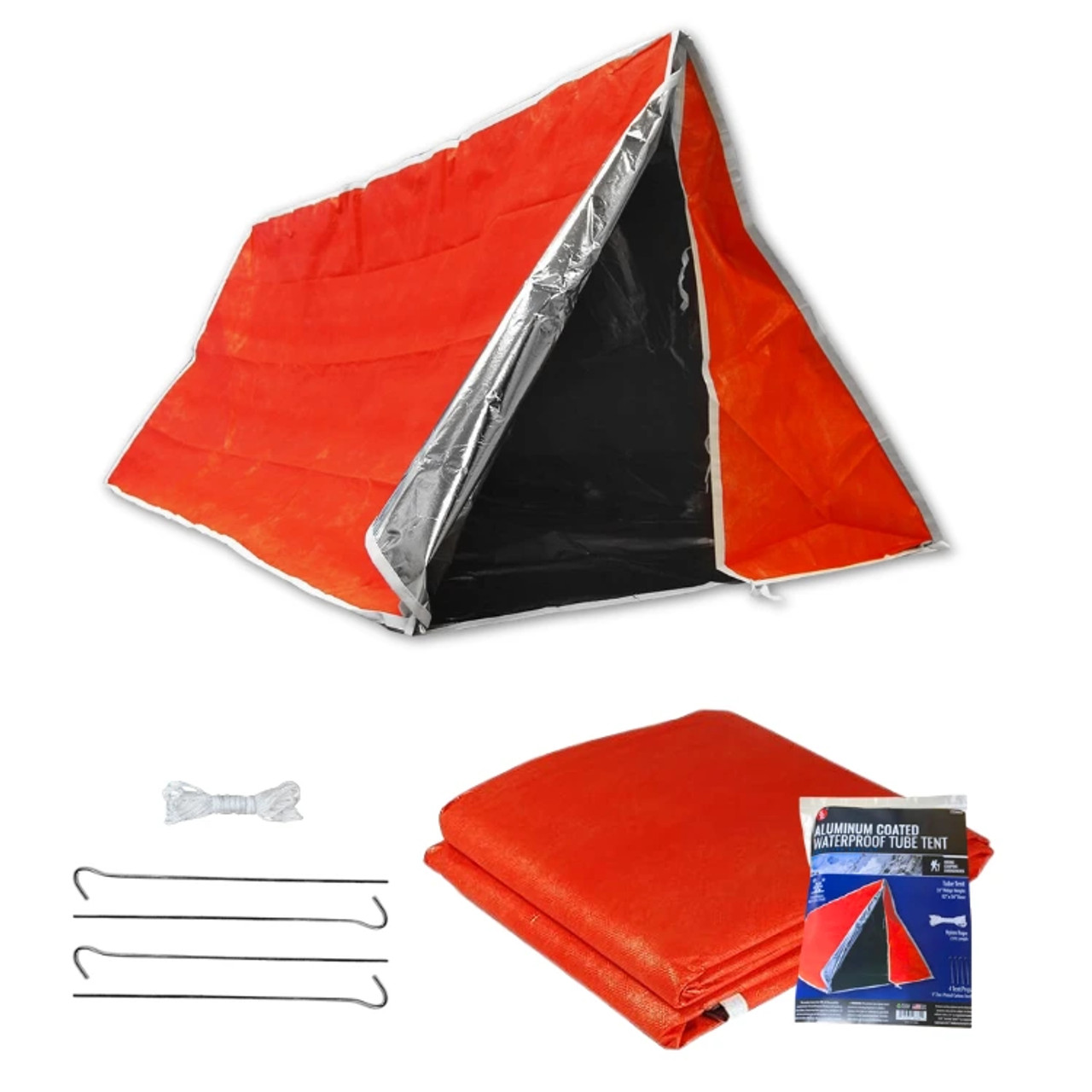 EMERGENCY TUBE TENT 82 X 36 ALUM./NYLON W/ROPE