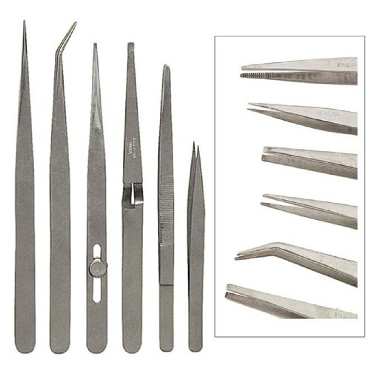 6.3 Inch 16cm Stainless Steel Straight Curved Tweezers Set with