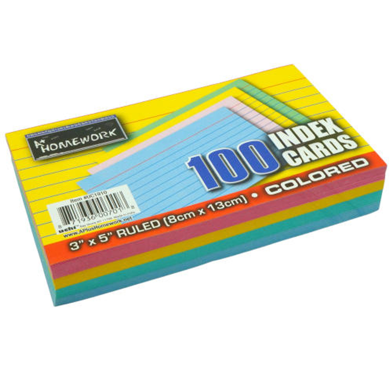 MULTICOLOR LINED 3x5 INDEX CARDS, 100/PK