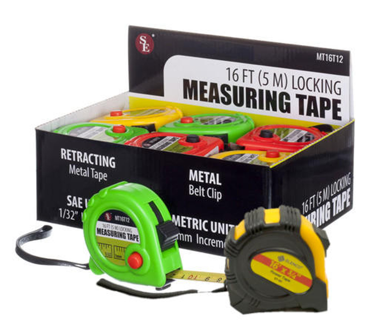 SE MT516-12 Assorted Color 5' Tailor's Measuring Tape Set (12 Pc.)