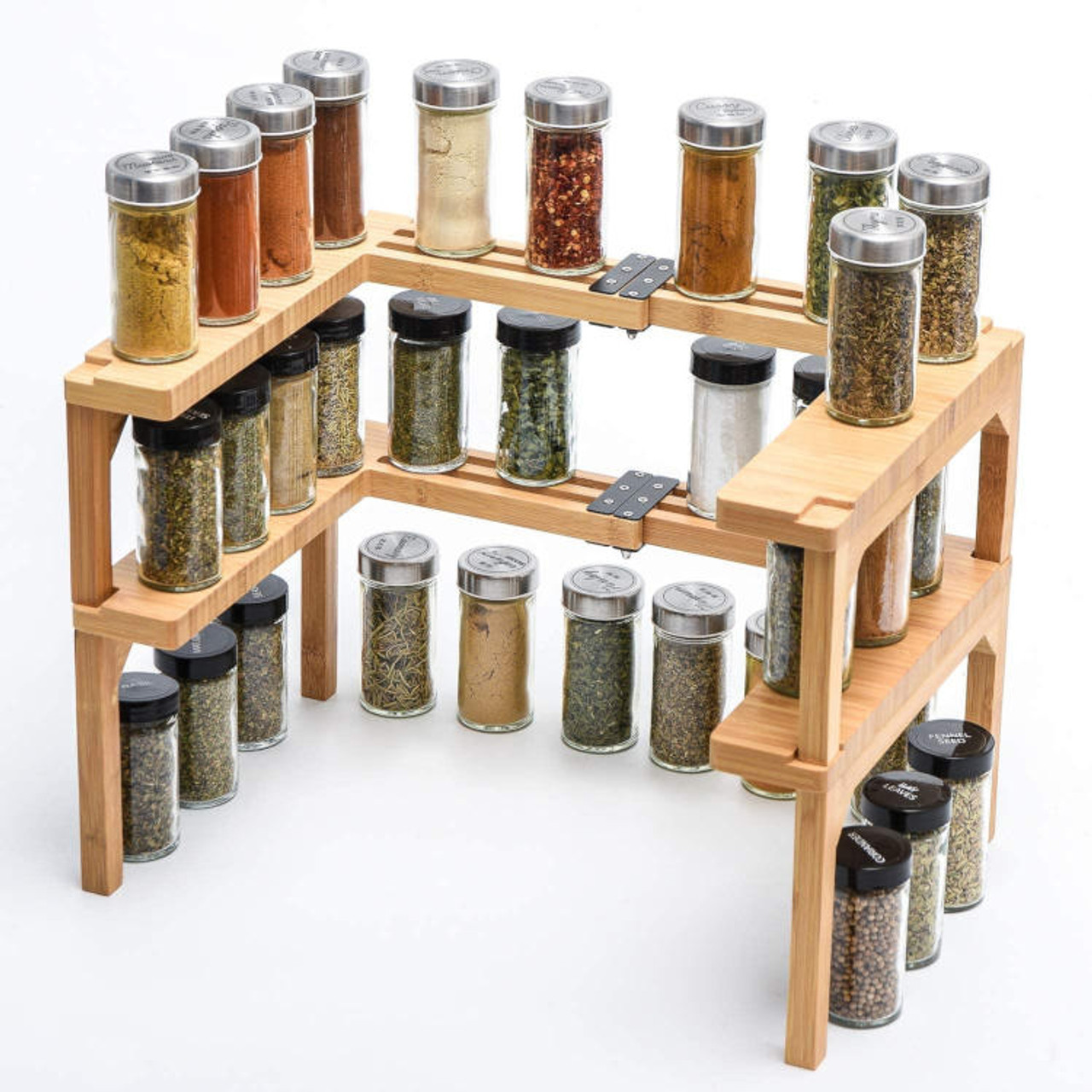 2-layer bamboo spice rack, kitchen bathroom countertop storage