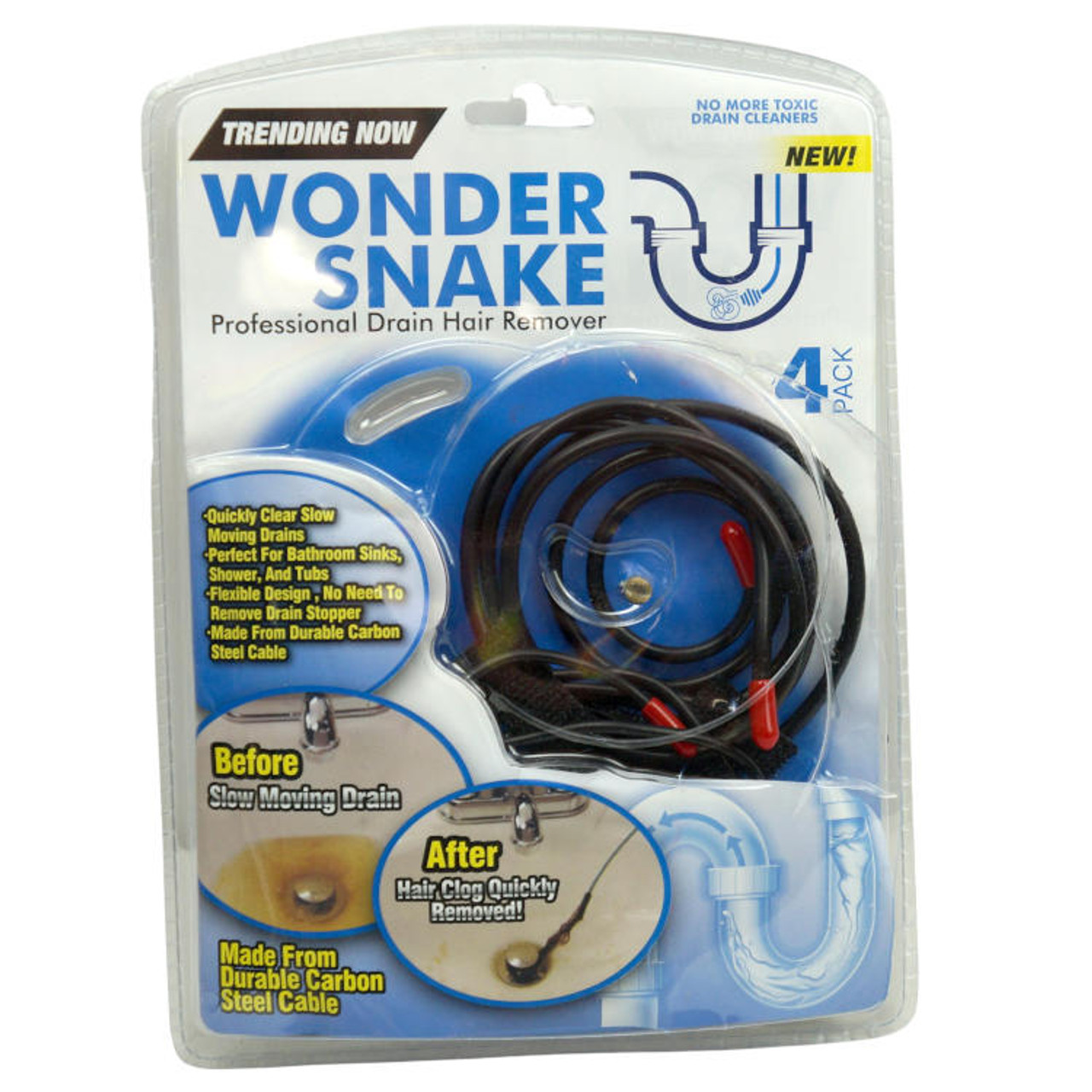 DRAIN HAIR REMOVER WONDER SNAKE 4 PACK