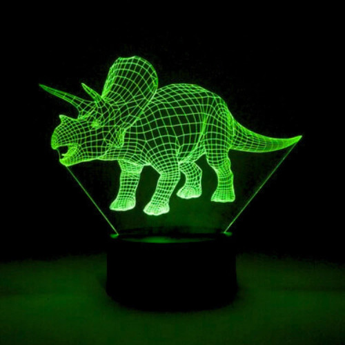 NIGHT LIGHT, RBG, 3D-TRICERATOPS W/ REMOTE