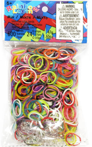 RAINBOW LOOM MIXED COLOR BANDS, 600/PACK
