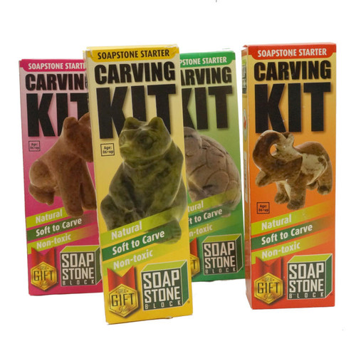 SOAPSTONE CAT CARVING KIT w/ TOOLS