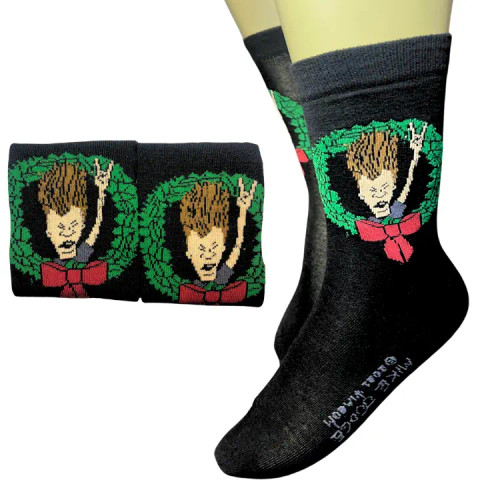 SOCKS, MENS CREW 2-PK, BEAVIS BUTTHEAD HOLIDAY