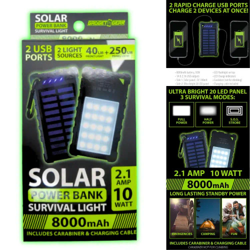SOLAR BATTERY POWER BANK SURVIVAL LIGHT