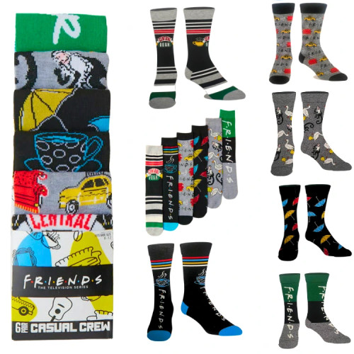 FRIENDS 6-PACK MENS 8-12 SOCKS IN ASST STYLES