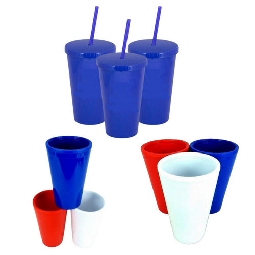 16 OZ DOUBLE-WALLED PLASTIC CUPS PKG(3)