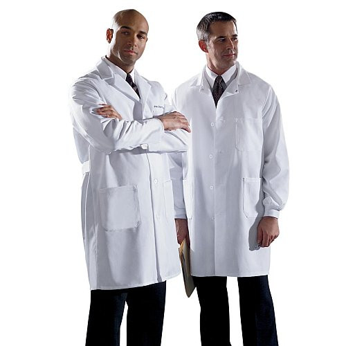 WHITE SIZE 42 5-BUTTON 3-POCKET LABCOAT