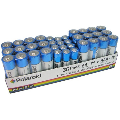 36-PACK POLAROID ALKALINE BATTERY ASSORTMENT