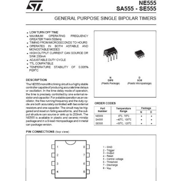 IC, TIMER, NE555, 8 PIN