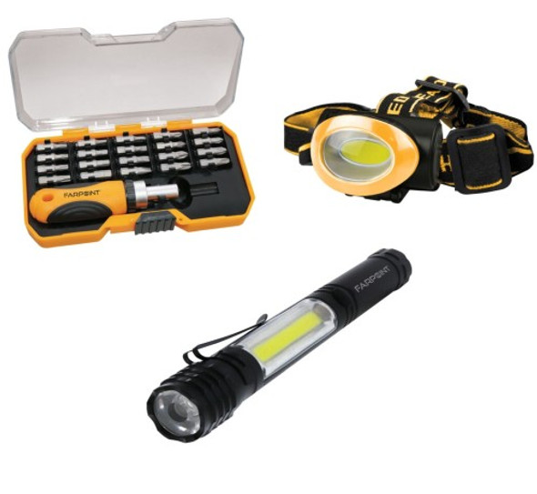 3 IN 1 DO-ALL FLASHLIGHT, HEADLAMP, BIT-DRIVER