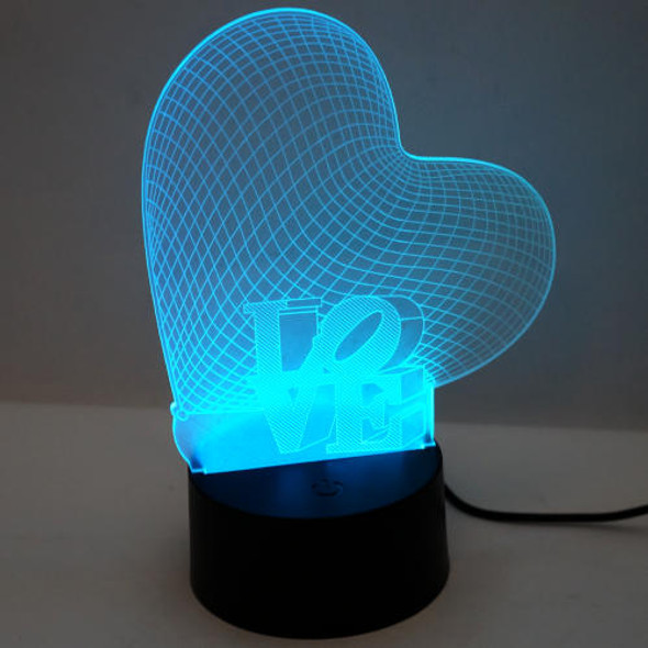 NIGHT LIGHT, RGB, 3D-HEART, W/ REMOTE