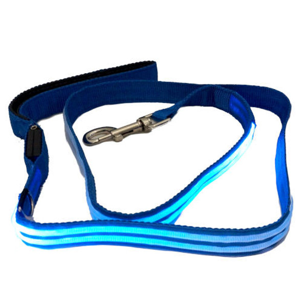 LEASH, DOG, RECHARGEABLE LED BLUE