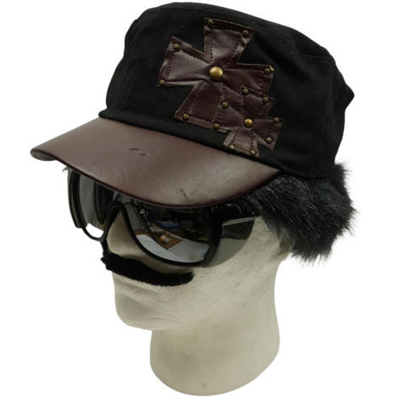 FAUX-LEATHER BRIMMED PAINTER'S CAP