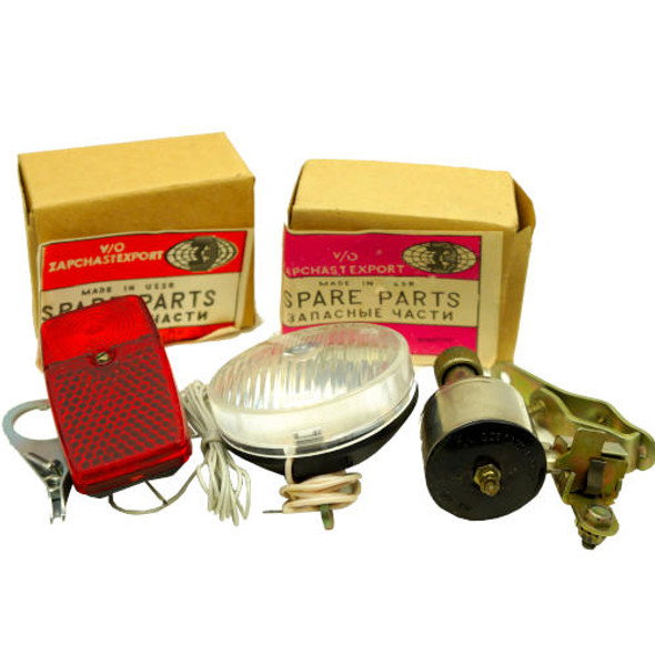 BICYCLE LIGHT SET W/GENERATOR REAR AND FRONT from USSR
