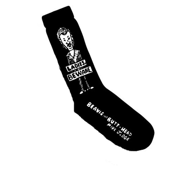 LADIES BEWARE BEAVIS AND BUTTHEAD MENS CREW SOCKS