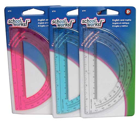 ASSORTED-COLOR PROTRACTORS PKG(4)