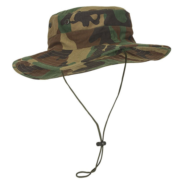 MIL-SPEC Woodland Camo Boonie Hat, One-size