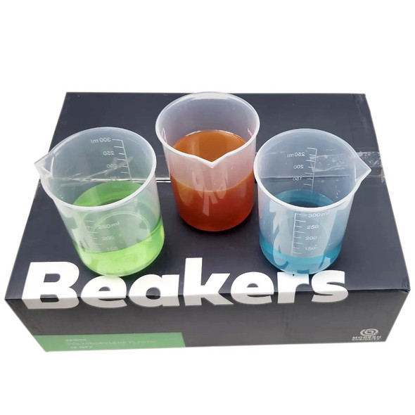 PLASTIC GRADUATED BEAKER, 250 ML POLY 12-PACK