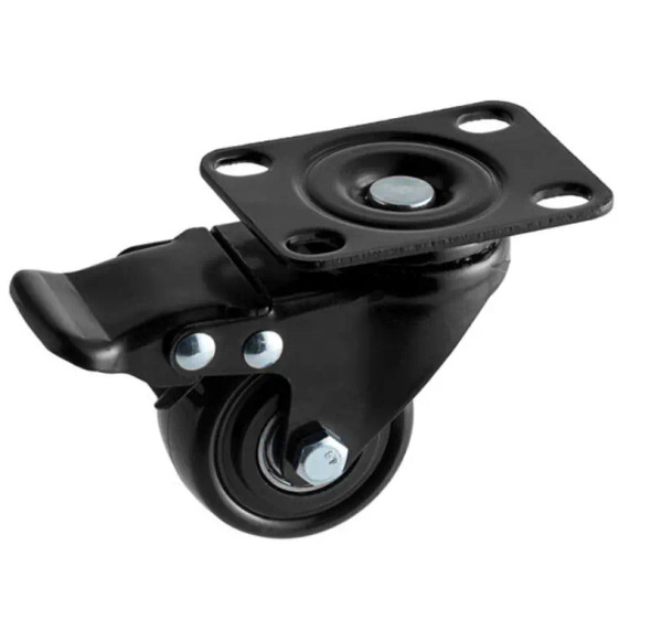 2" RUBBER WHEEL SWIVEL PLATE CASTER W/BRAKE