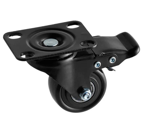 2" RUBBER WHEEL SWIVEL PLATE CASTER W/BRAKE