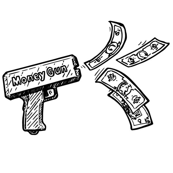 GOLD MONEY GUN W/FAKE $1000 BILLS