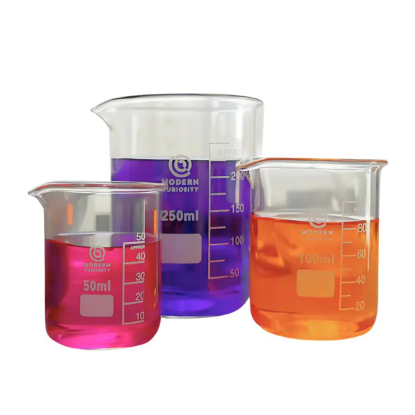 3-PIECE GLASS BEAKER SET 50/100/250mL W/STIR RODS