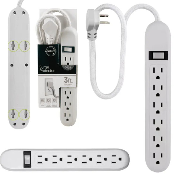 6 OUTLET SURGE PROTECTOR 450 JOULES 3FT CORD