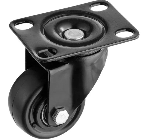 SMALL BLACK SWIVEL CASTER WITHOUT BRAKE