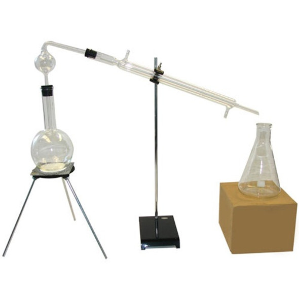 DISTILLING APARATUS WITH CONDENSER/FLASKS STAND