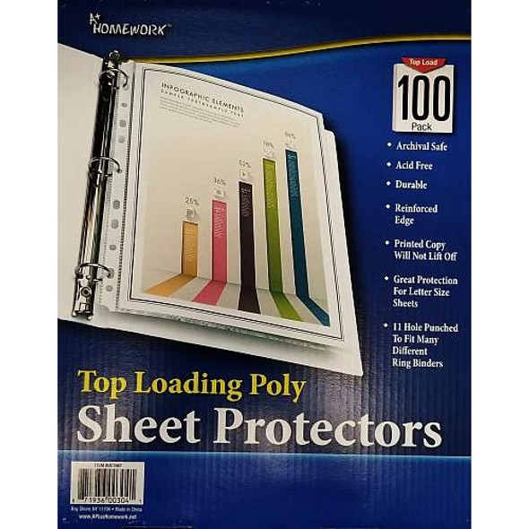 BOX 100 SHEET PROTECTORS 11" X 9-1/4"