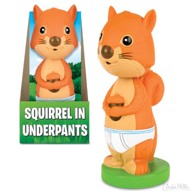 SQUIRREL IN UNDERPANTS BOBBLE DOLL