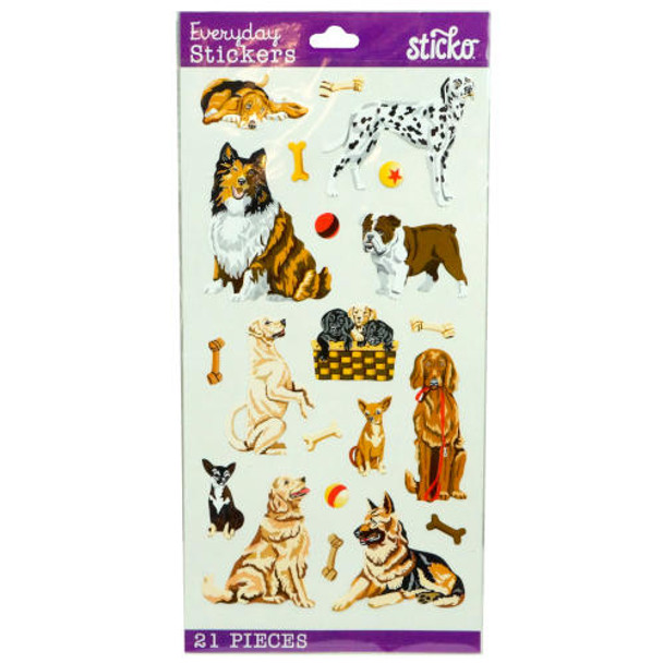 STICKERS, ASST. DOG DAZE, 21 PC