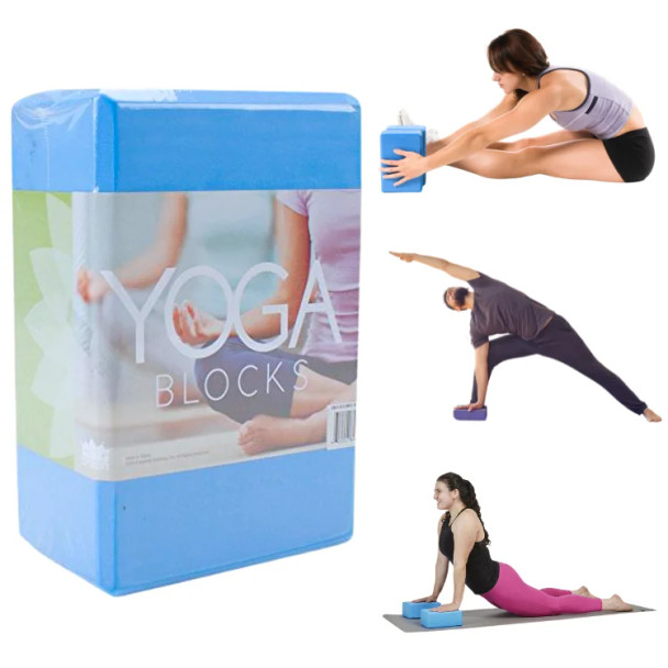 YOGA FOAM BLOCK 9" X 6" X 4" BLUE DENSE FOAM