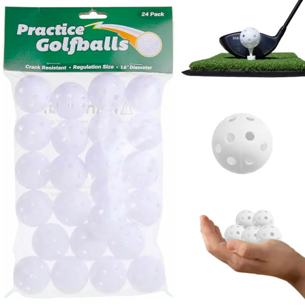 PLASTIC GOLF BALLS WHITE W/HOLES PKG-24