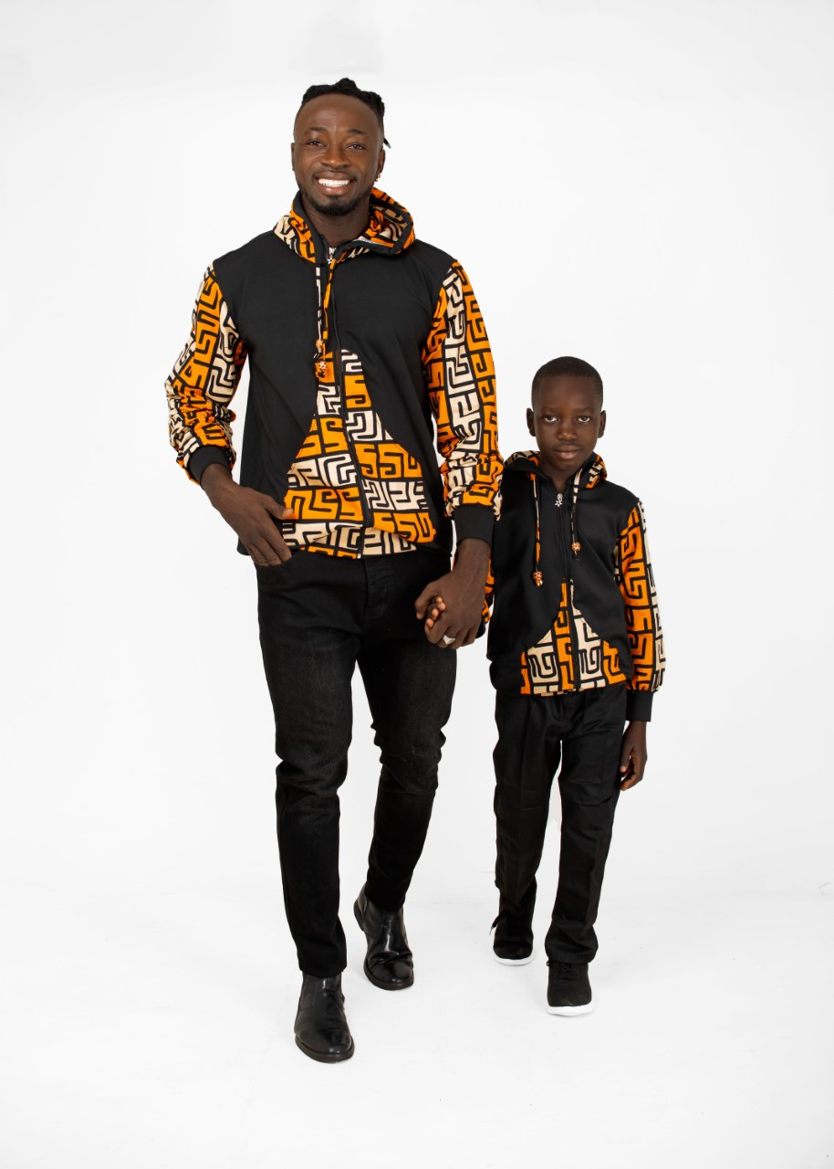 Unisex Hoodie Woodin African Print Black - MARCHAL'S DESIGNS