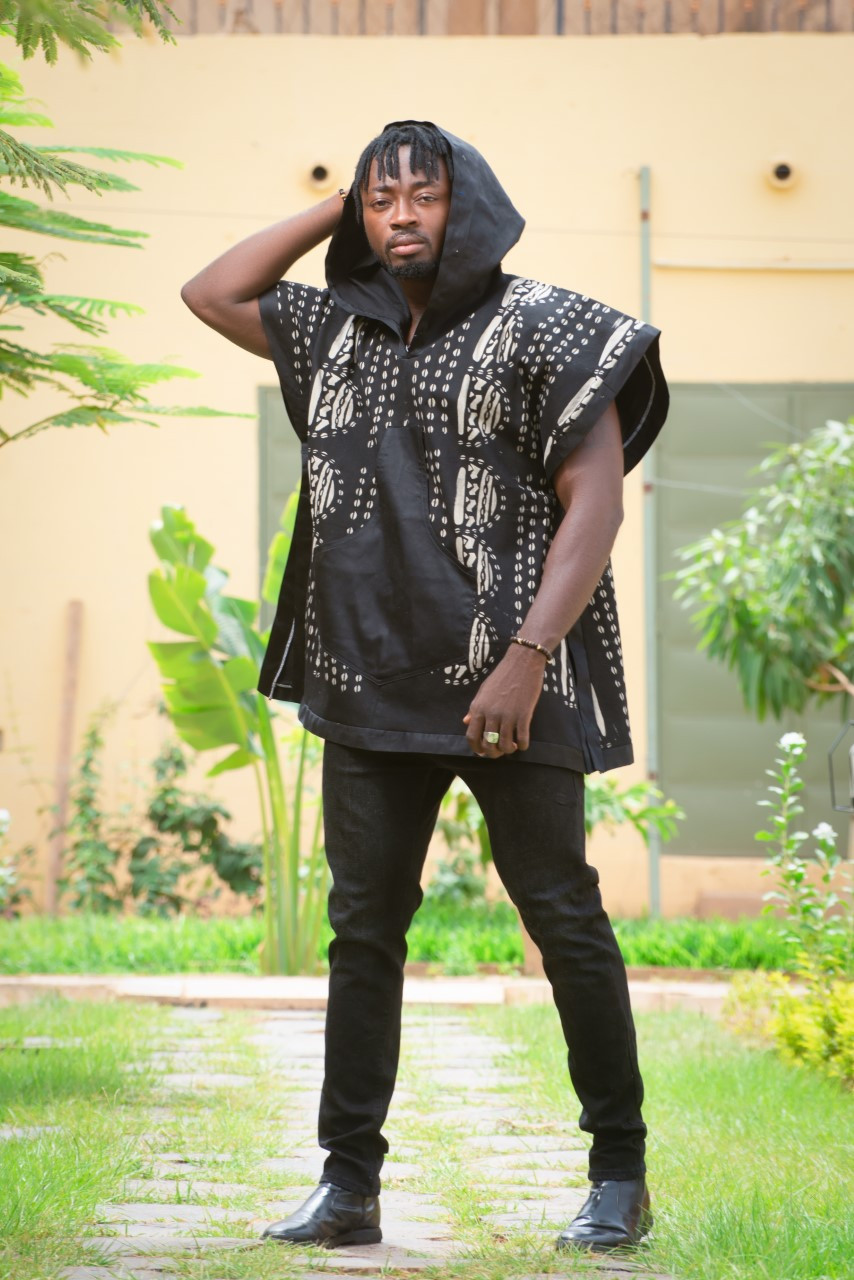 Hoodie Oversized Shirt African Dogon Print Black