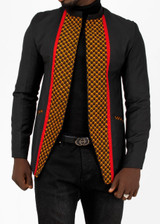 Collarless Woodin African Print blazer Black