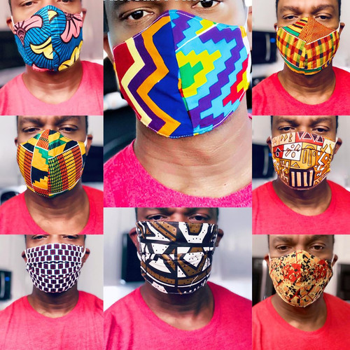 Face Masks African Fabric Cotton Washable Protective Men's Women's