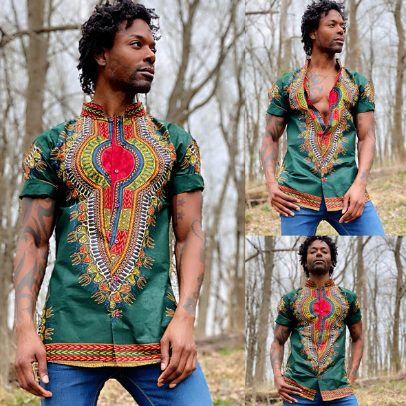The Collared Short Sleeve Shirt "Addis Ababa" Green The Collared Short Sleeve Shirt "Addis Ababa" Green