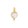 18K Heart Pendant with Rock Crystal Heart and Diamond Pavé