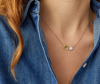 18K Yellow Gold Petal Pendant Necklace with Diamonds, 16.5"-18"