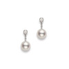 Classic Akoya Cultured Pearl and Diamond Drop Earrings