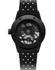 The Freelancer RW1212 Skeleton Watch 42 mm, stainless steel with black PVD coating, black rubber strap, open-worked black dial